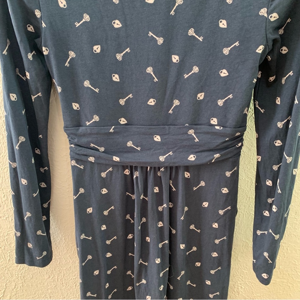 Boden Mabel Blue Trinket Dress Key and Locket print - Picture 4 of 8